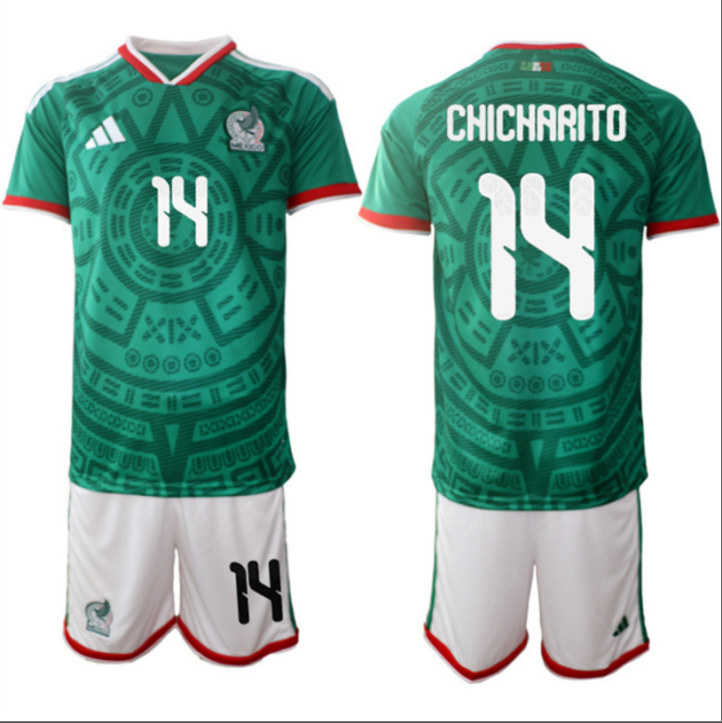 Javier Chicharito Jersey #14 Mexico Team 2025-26 Green Home Soccer Suit
