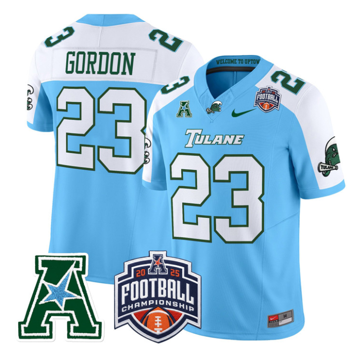 Javin Gordon Jersey #23 Tulane Green Wave 2025 AAC Championship Stitched