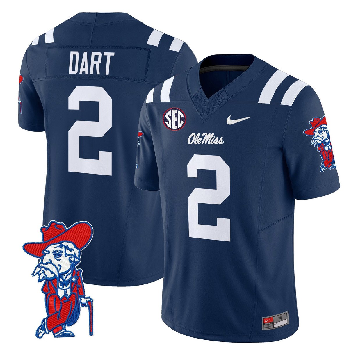 Jaxson Dart Jersey #2 Ole Miss Rebels 2025 Limited V2 Stitched Navy