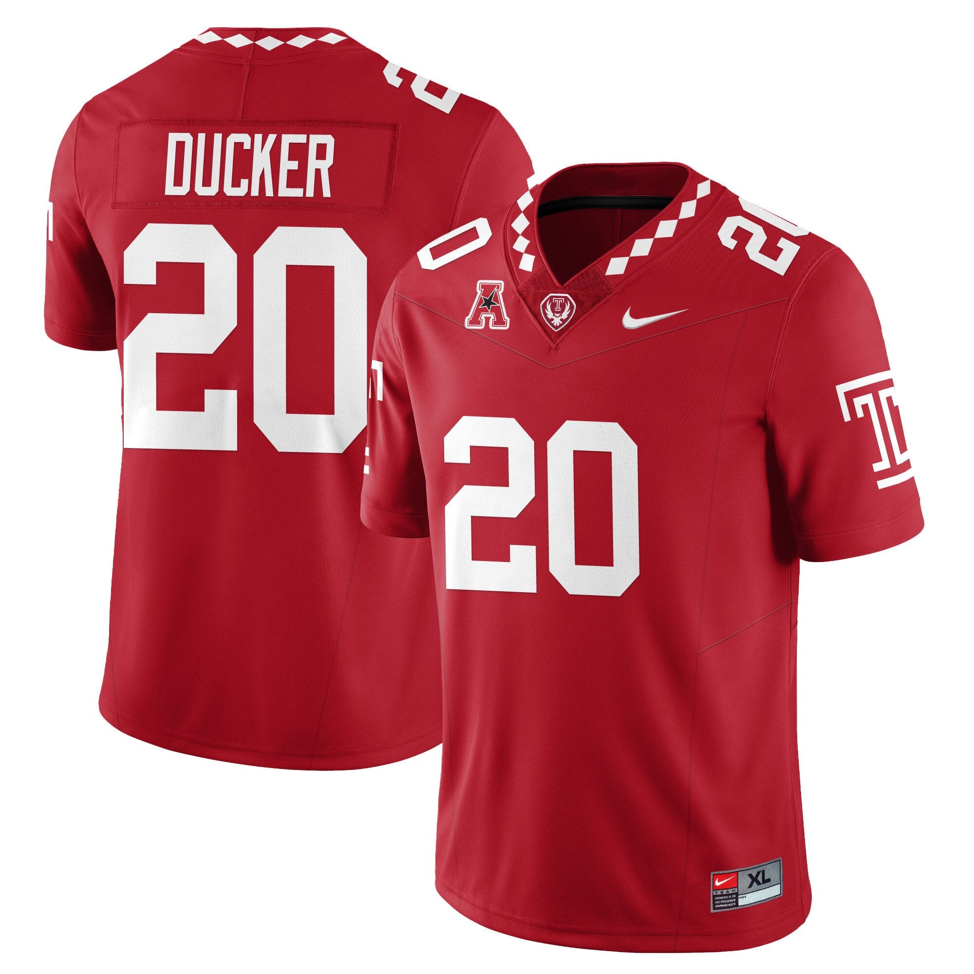 Jay Ducker Jersey #20 Temple Football 2025 Vapor Limited Stitched Red