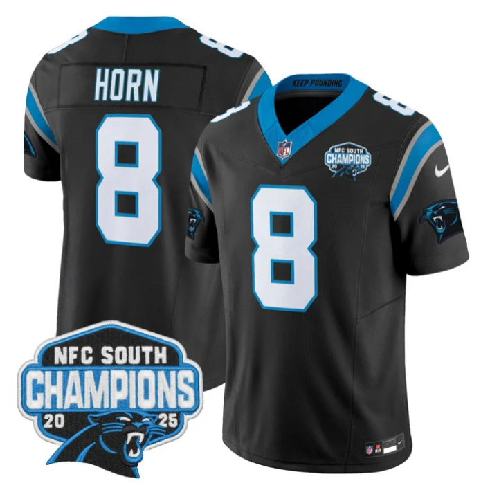 Jaycee Horn Jersey #8 NFC South Division Champions 2025 Stitched Black