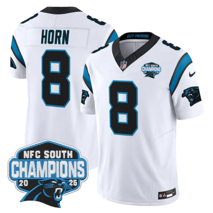 Jaycee Horn Jersey #8 NFC South Division Champions 2025 Stitched White