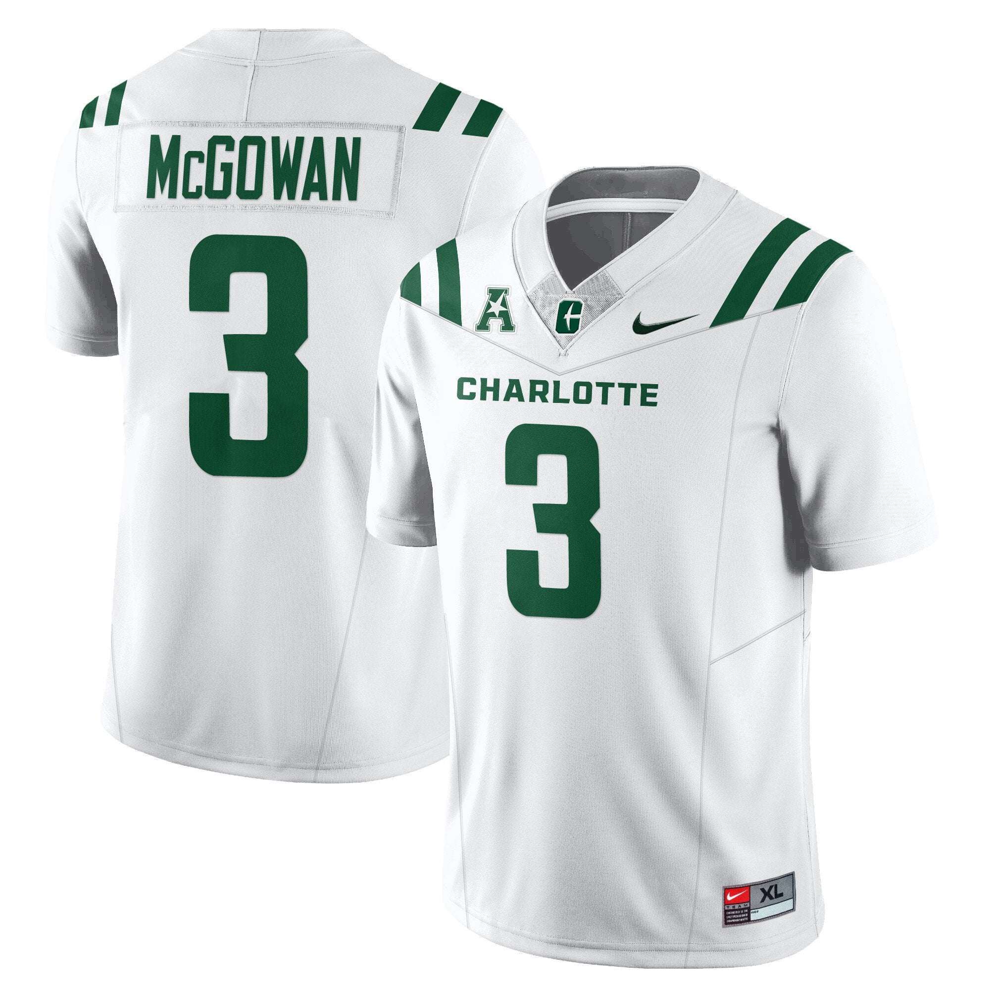 Jayden McGowan Jersey #3 Charlotte 49ers Football 2025 Limited Stitched White