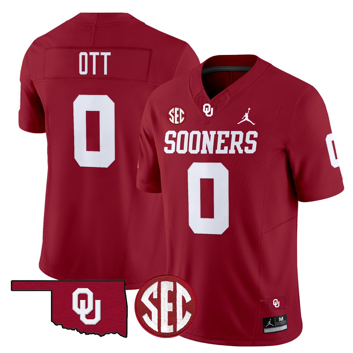 Jaydn Ott Jersey #0 Oklahoma Sooners 2025 Vapor Limited Stitched Crimson