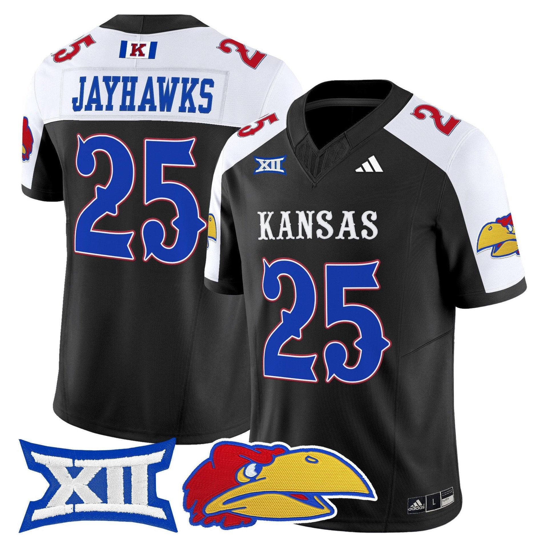 Jayhawks Jersey #25 Kansas Jayhawks 2025 Vapor Limited Stitched Black Alternate