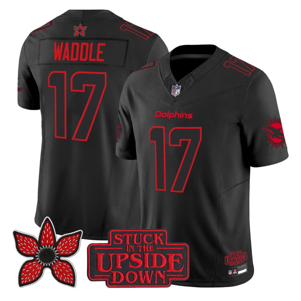 Jaylen Waddle Jersey #17 Miami Dolphins Stranger Things Edition Limited Stitched