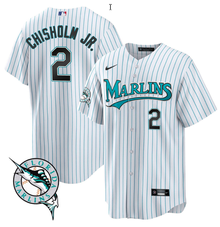 Jazz Chisholm Jr Jersey #2 Miami Marlins Throwback Cool Base All Stitched