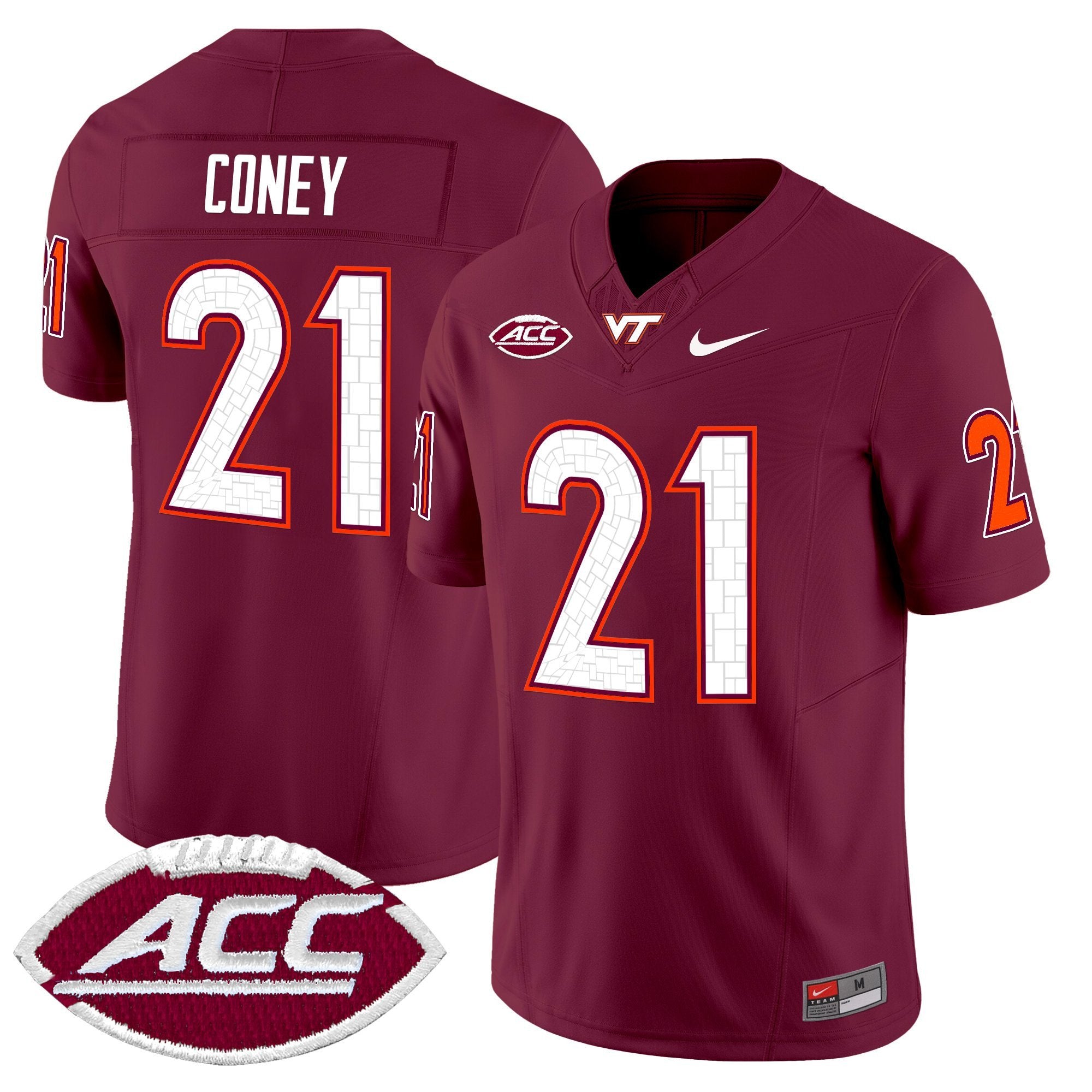Jeremiah Coney Jersey #21 Virginia Tech Hokies 2025 Stitched Maroon
