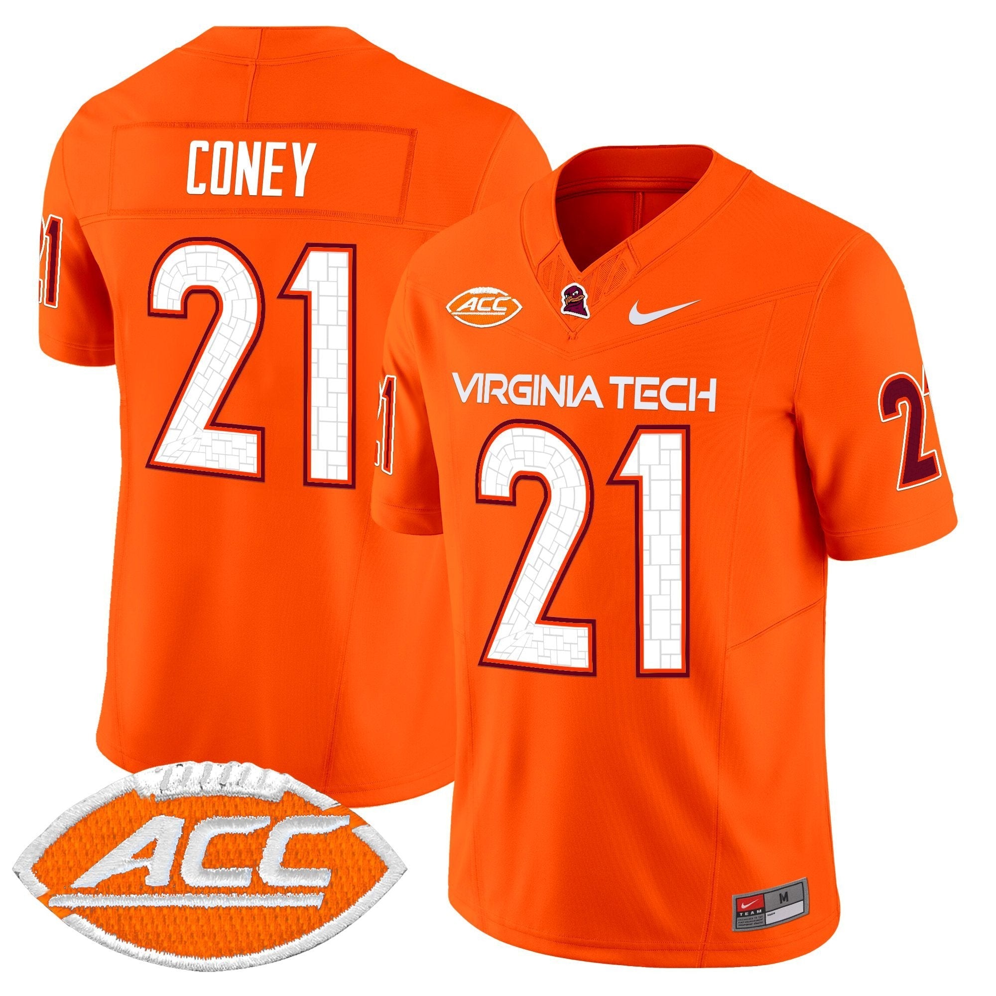 Jeremiah Coney Jersey #21 Virginia Tech Hokies 2025 Stitched Orange