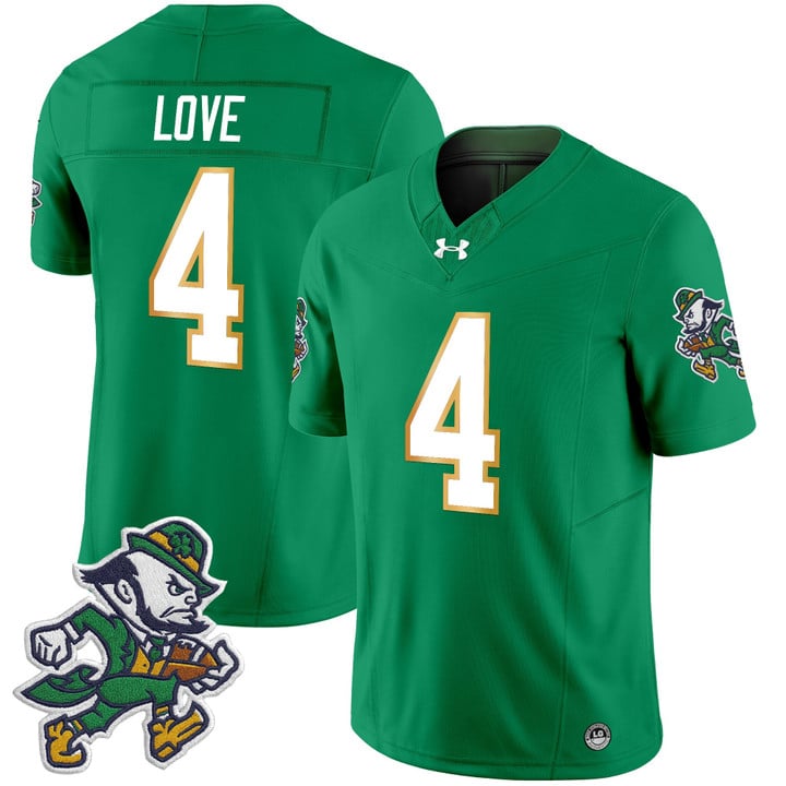Jeremiyah Love Jersey #4 Notre Dame 2025 Gridiron Leprechaun Edition Green