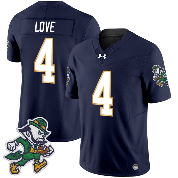 Jeremiyah Love Jersey #4 Notre Dame 2025 Gridiron Leprechaun Edition Navy