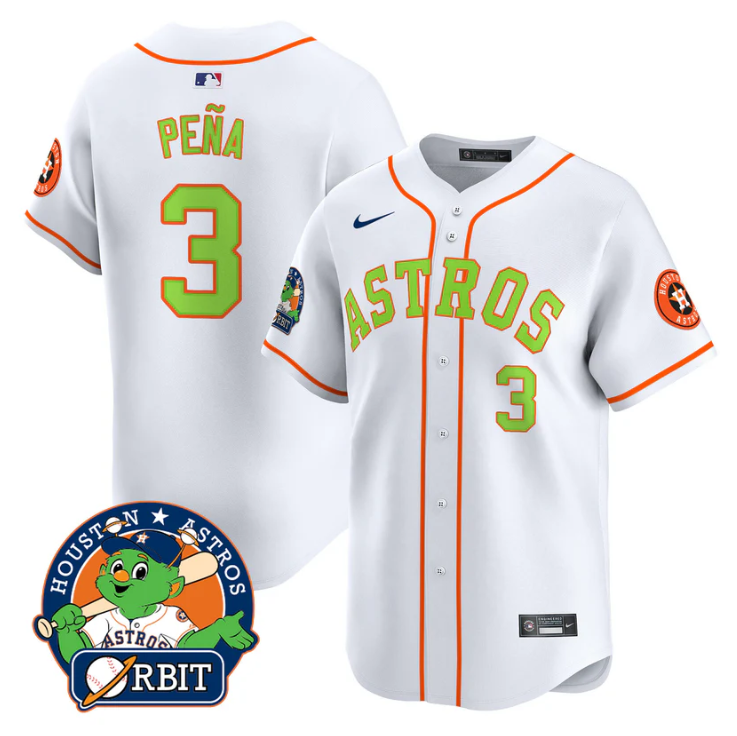 Jeremy Pena Jersey #3 Astros Orbit Patch Vapor Premier Limited V2 Stitched White