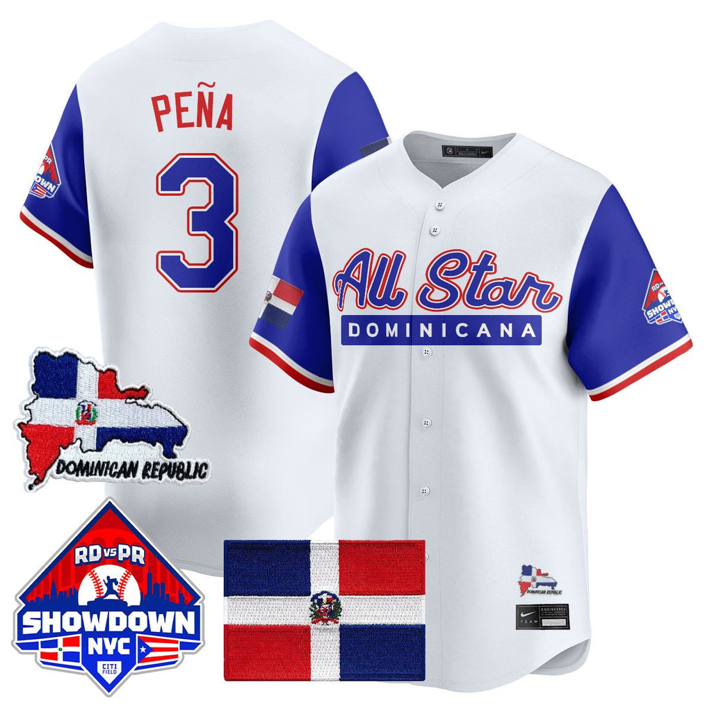 Jeremy Peña Jersey #3 Dominican Republic Baseball All-Star 2025 Blue Sleeves