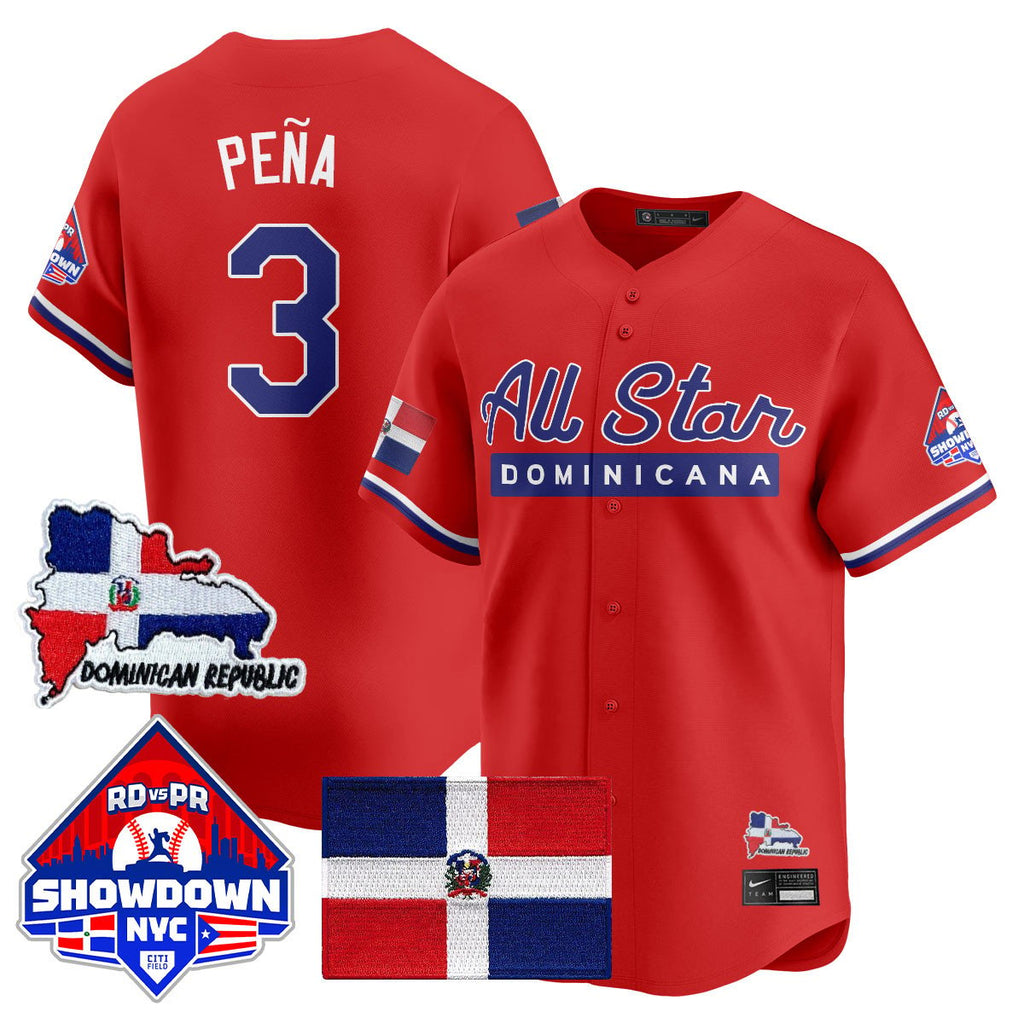 Jeremy Peña Jersey #3 Dominican Republic Baseball All-Star 2025 Red