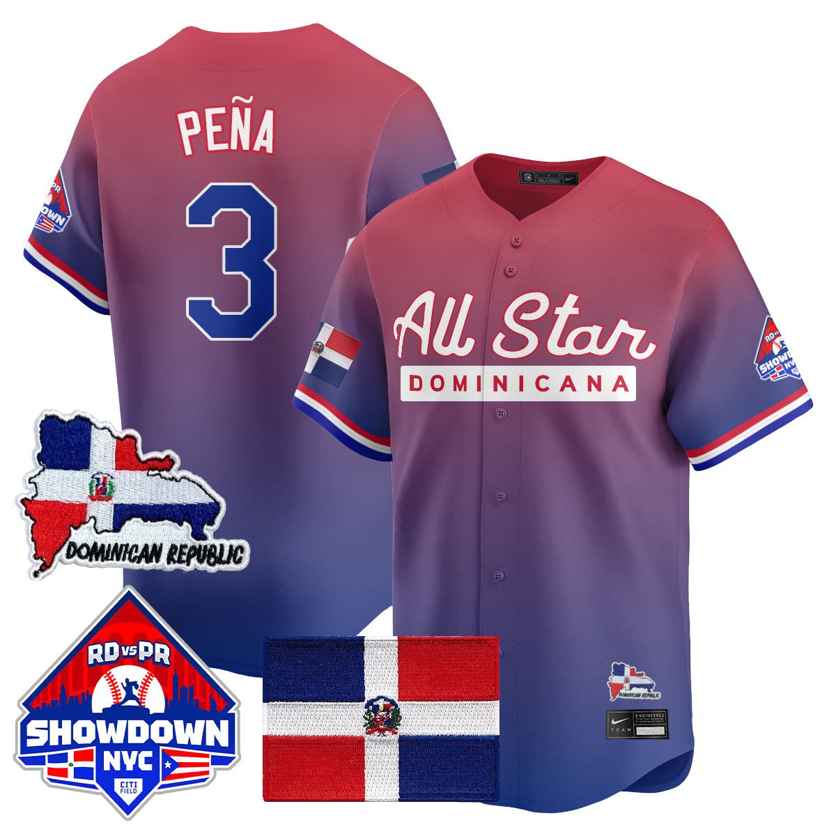 Jeremy Peña Jersey #3 Dominican Republic Baseball All-Star 2025 Red Limited