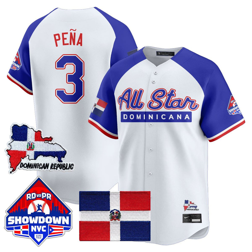 Jeremy Peña Jersey #3 Dominican Republic Baseball All-Star 2025 White Alter