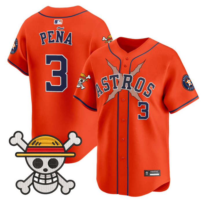 Jeremy Pena Jersey #3 Houston Astros One Piece 2025 Limited Stitched Orange
