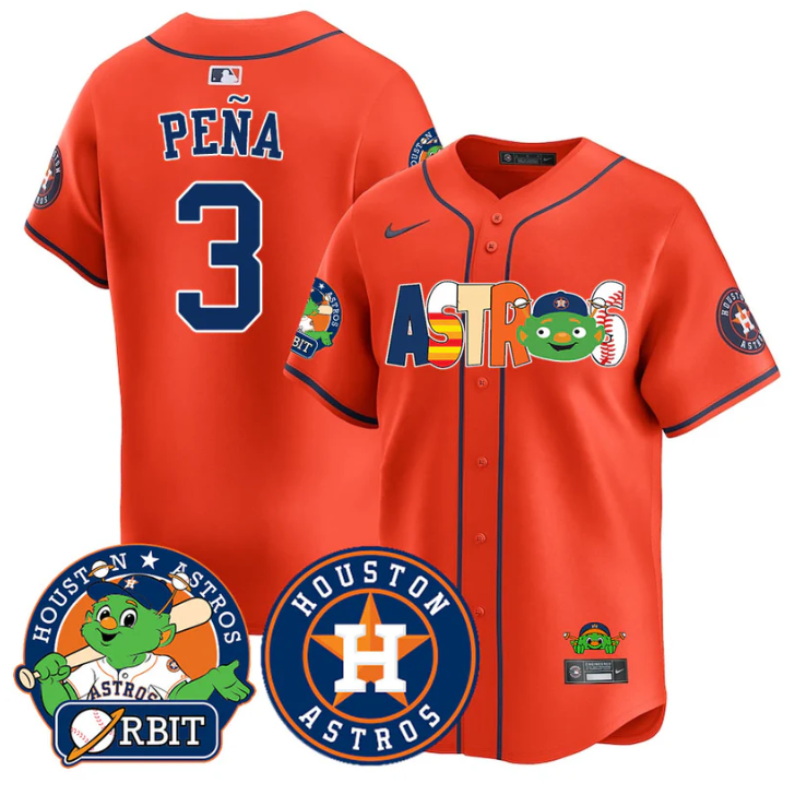 Jeremy Pena Jersey #3 Houston Astros Orbit Vapor Premier Limited Stitched Orange
