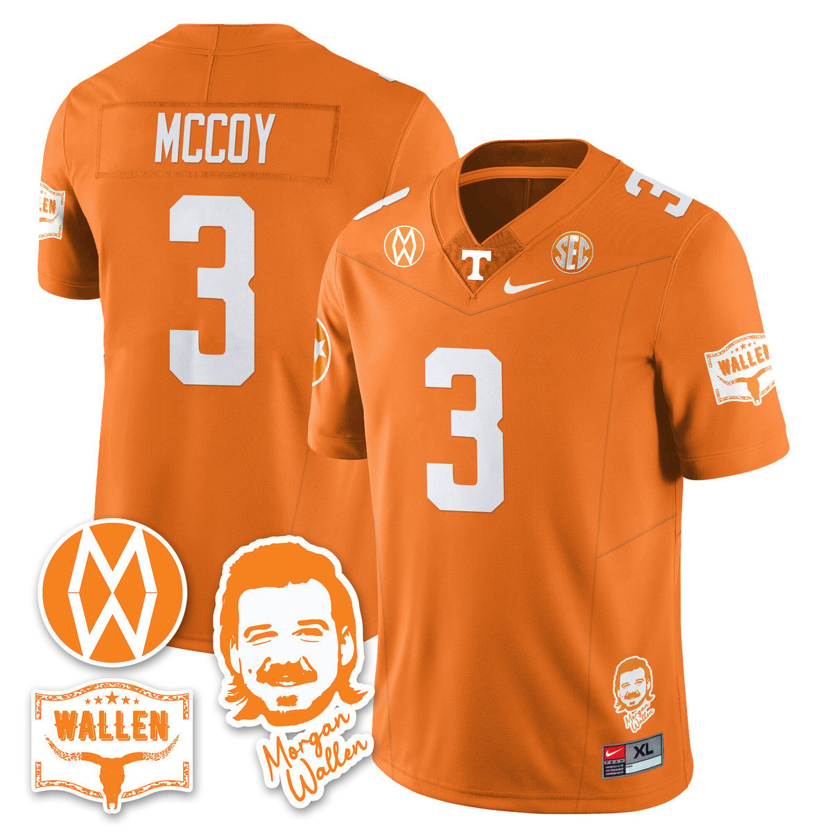 Jermod McCoy Jersey #3 Tennessee Vols Morgan Wallen 2025 Stitched Orange