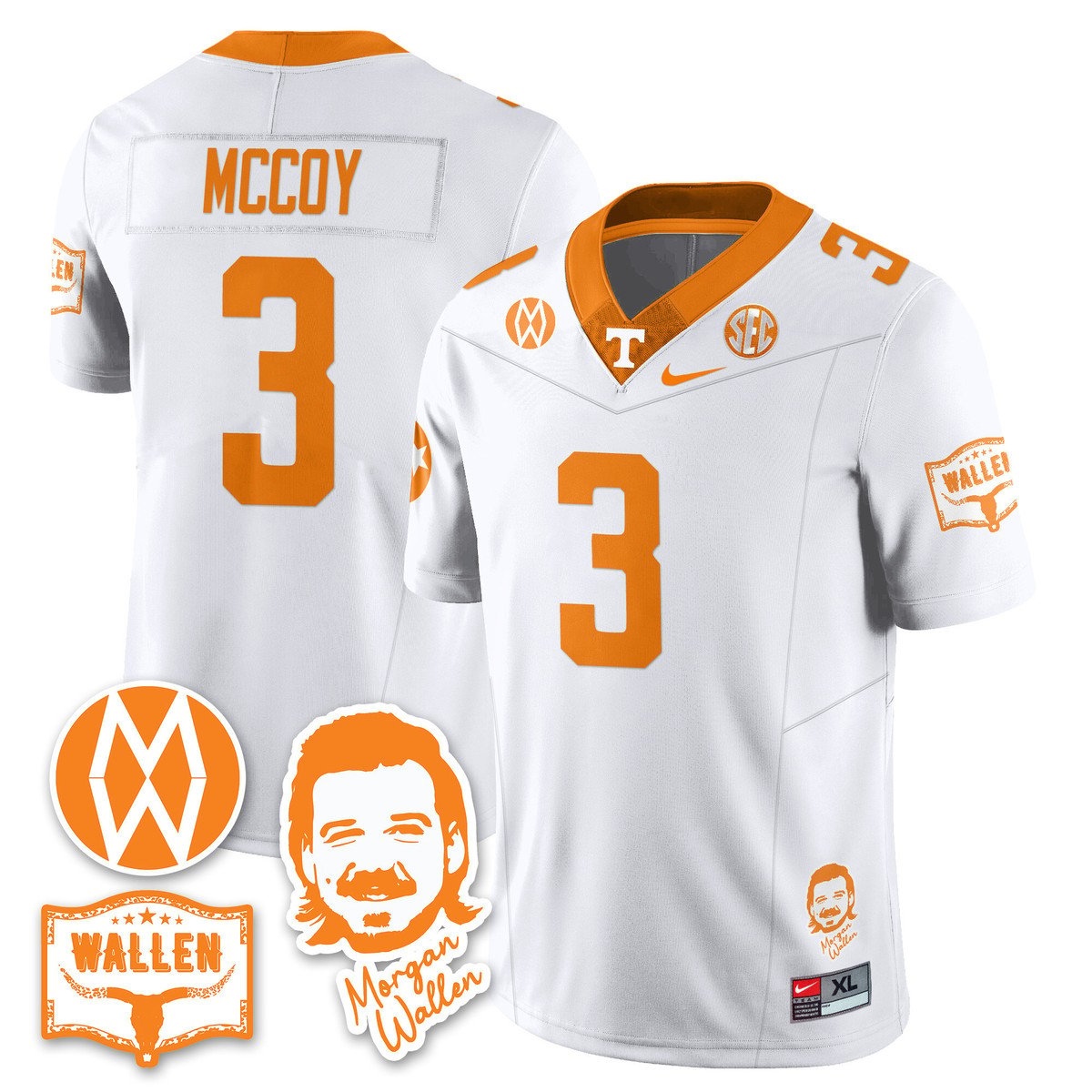 Jermod McCoy Jersey #3 Tennessee Vols Morgan Wallen 2025 Stitched White
