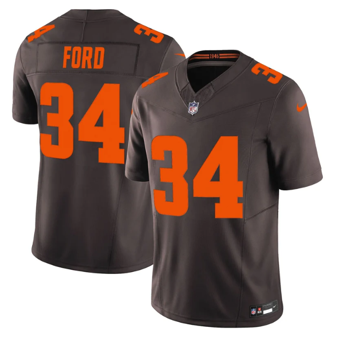 Jerome Ford Jersey #34 Alpha Dawg Edition' Vapor Limited Stitched Brown