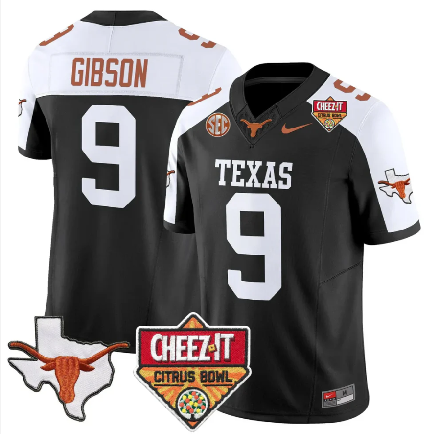 Jerrick Gibson Jersey #9 Texas Longhorns 2025 State Map Citrus Bowl Stitched