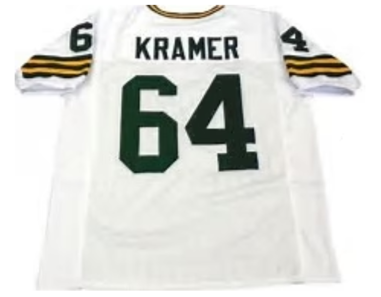 Jerry Kramer Jersey Green Bay Packers Custom Throwback Football White