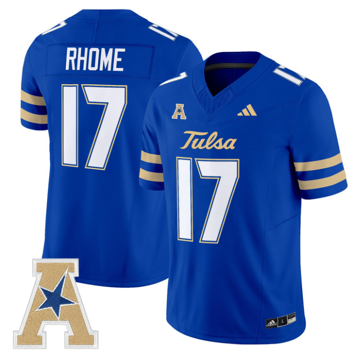 Jerry Rhome Jersey #17 Tulsa Golden Hurricane 2025 Vapor Stitched Royal