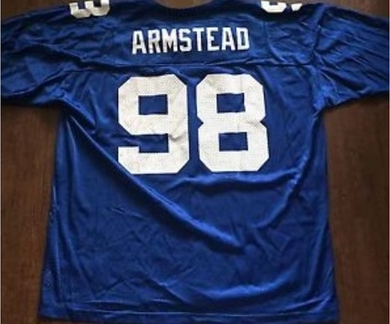 Jessie Armstead Jersey New York Giants Custom Throwback Football Blue White Trim