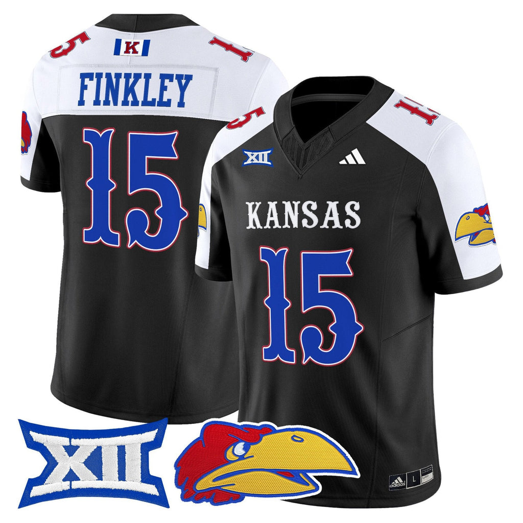 Justice Finkley Jersey #15 Kansas Jayhawks 2025 Vapor Limited Stitched Black Alter