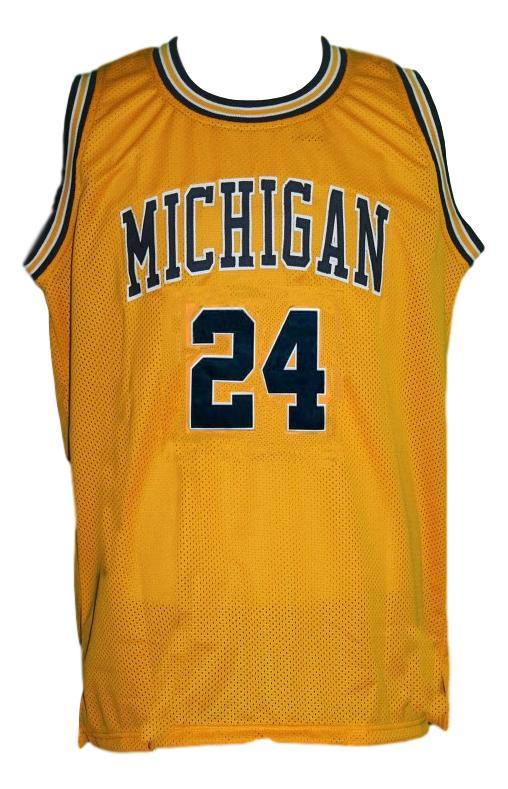 Jimmy King Jersey #24 Michigan College Retro Basketball Sewn Gold