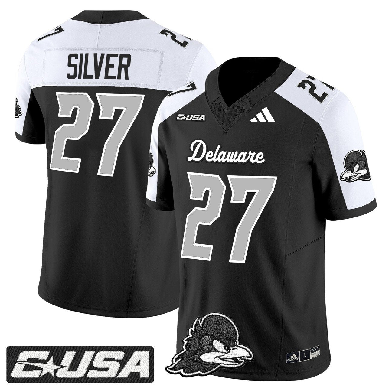 Jo Silver Jersey #27 Delaware Blue Hens 2025 Vapor Limited Stitched