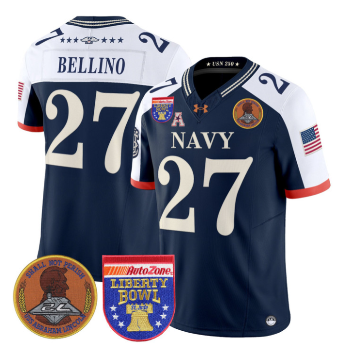 Joe Bellino Jersey #27 Navy Midshipmen 250th 2026 Liberty Bowl Stitched Navy Alternate
