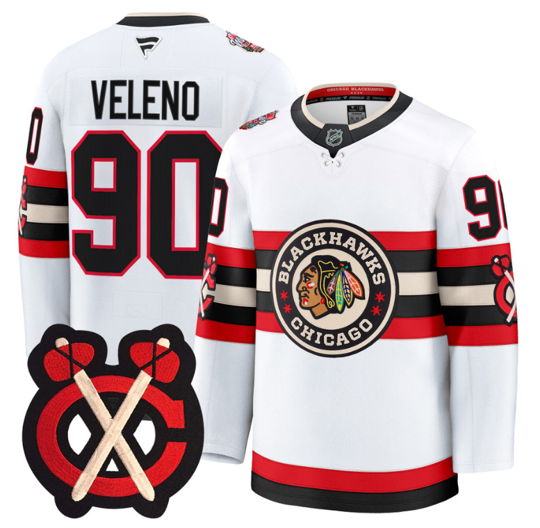 Joe Veleno Jersey #90 Chicago Blackhawks Winter Classic Patch Stitched White