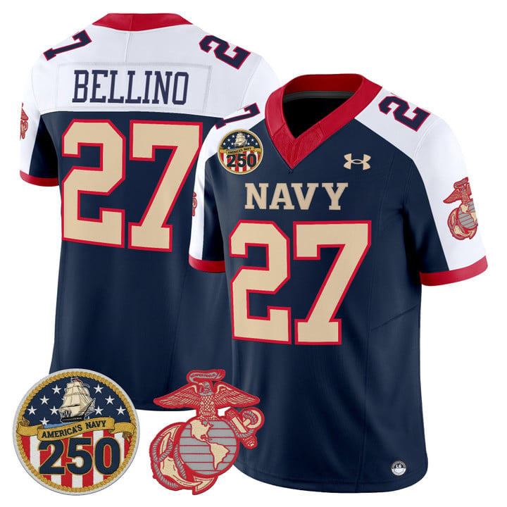 Joe Bellino Jersey #27 Navy Midshipmen USMC 250th Patch Stitched
