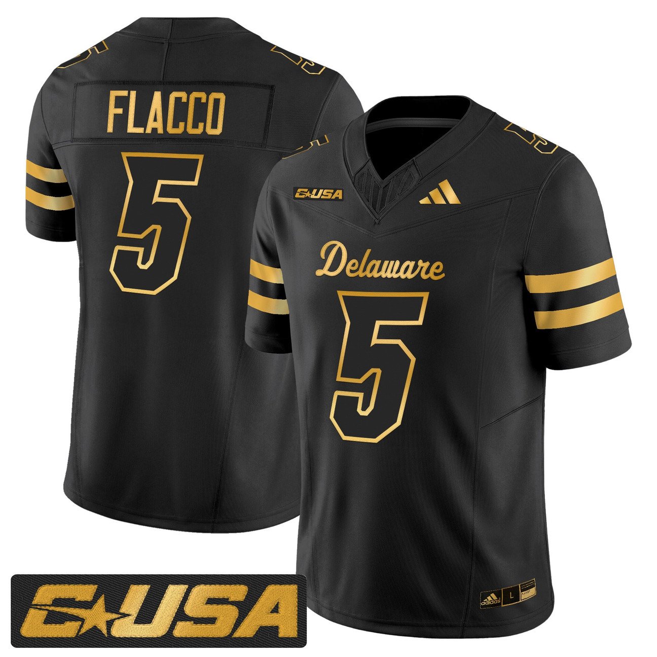 Joe Flacco Jersey #5 Delaware Blue Hens 2025 Gold Vapor Stitched