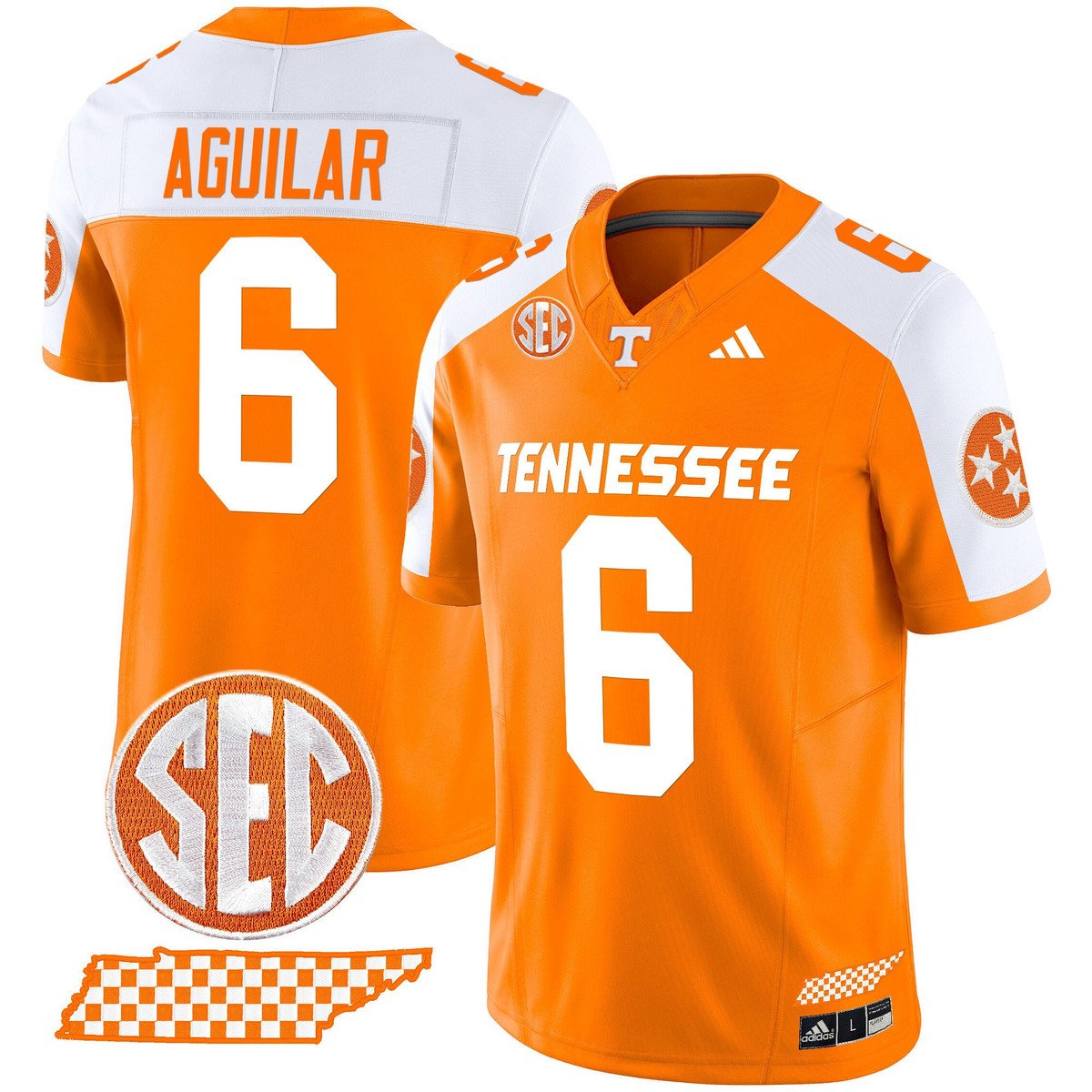 Joey Aguilar Jersey #6 Tennessee Vols Rebrand 2026 Checkerboard Orange ALter