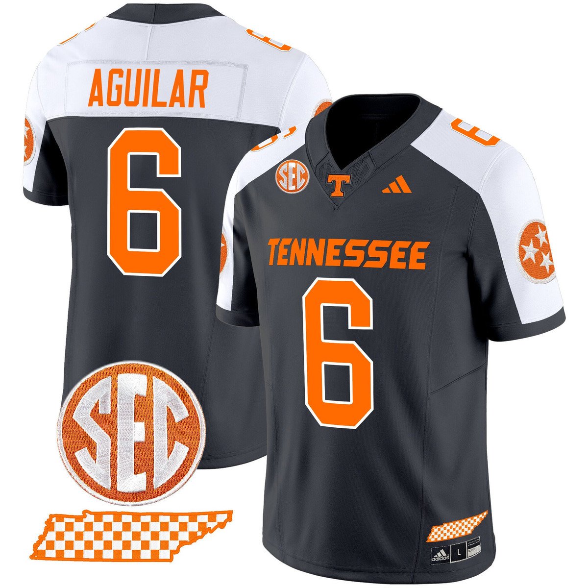 Joey Aguilar Jersey #6 Tennessee Vols Rebrand 2026 Checkerboard Grey Alter