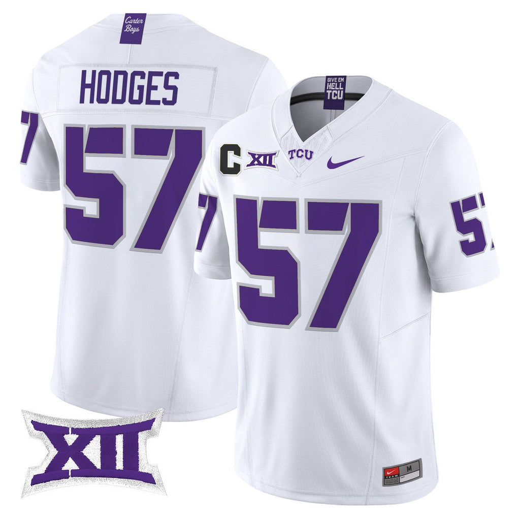 Johnny Hodges Jersey #57 TCU Horned Frogs 2025 Vapor Limited Stitched White