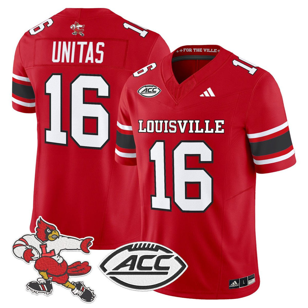 Johnny Unitas Jersey #16 Louisville Cardinals 1980s Throwback Stitched Red