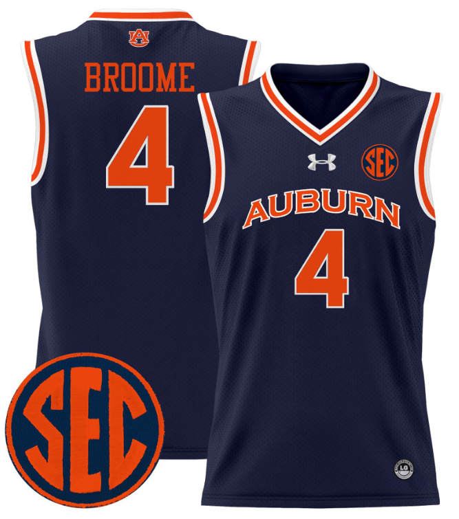 Johni Broome Jersey #4 Auburn Tigers 2024 Lightweight Basketball Navy
