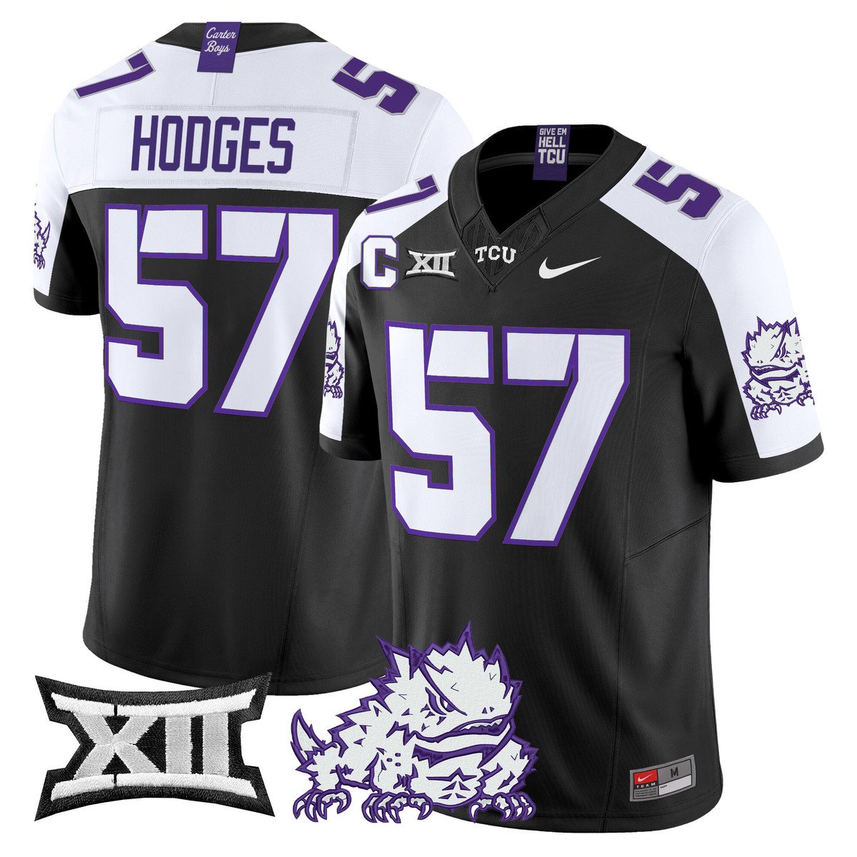 Johnny Hodges Jersey #57 TCU Horned Frogs 2025 Vapor Limited Stitched Black Alter