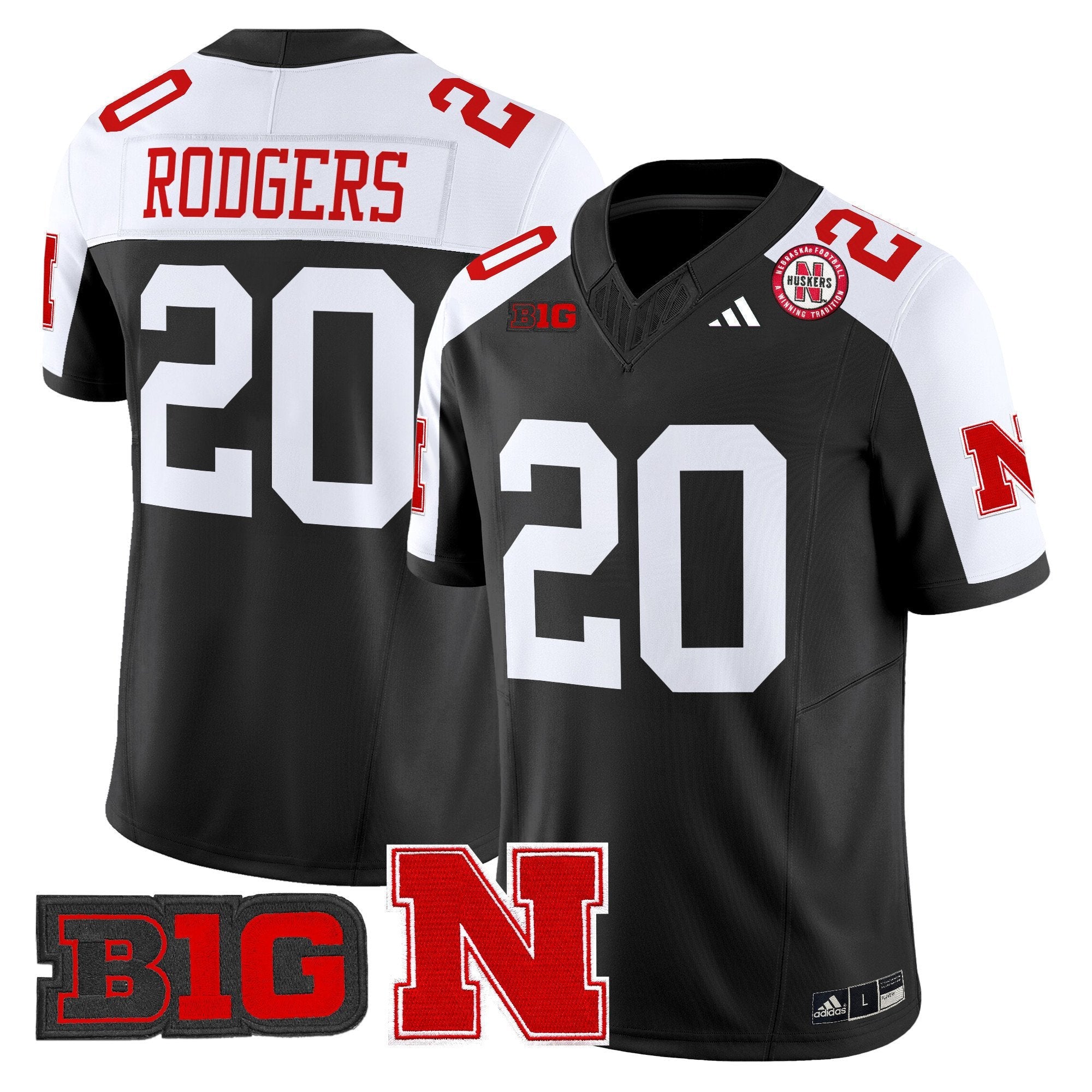 Johnny Rodgers Jersey #20 Nebraska Cornhuskers 2025 Stitched Black Alternate