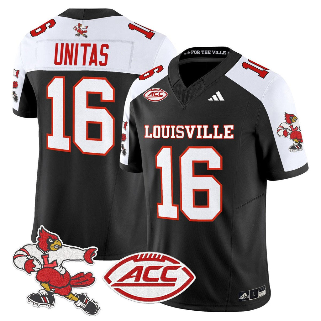 Johnny Unitas Jersey #16 Louisville Cardinals 1980s Throwback Stitched Black Alter