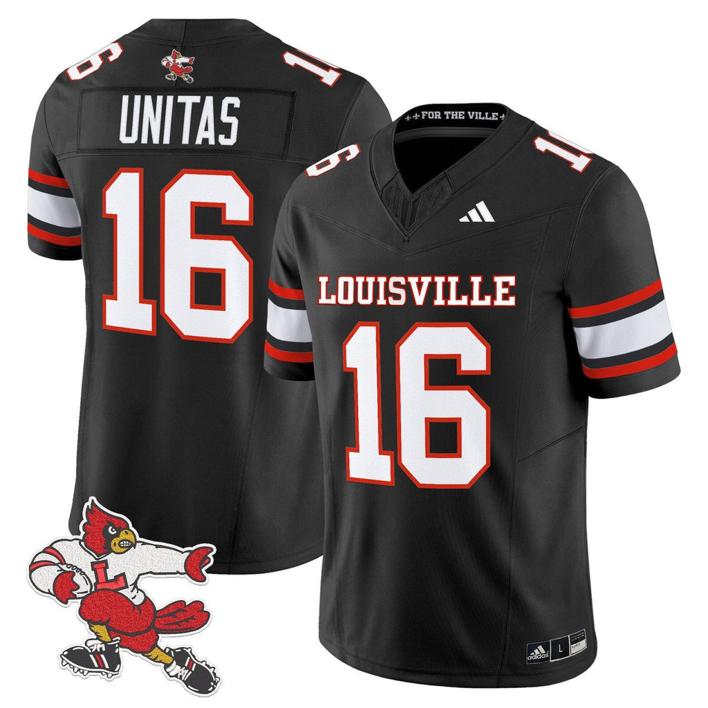Johnny Unitas Jersey #16 Louisville Cardinals 1980s Throwback Stitched Black