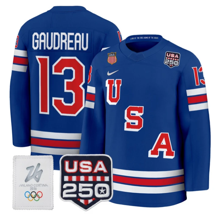 Johnny Gaudreau Jersey #13 USA Olympic 250 Patch Hockey 2026 Stitched