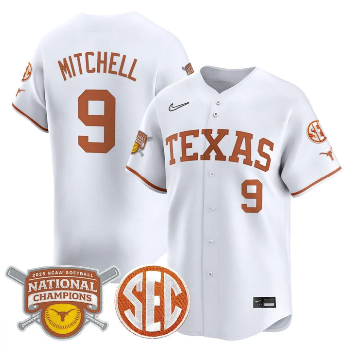 Joley Mitchell Jersey #9 Texas Longhorns 2025 National Champions White