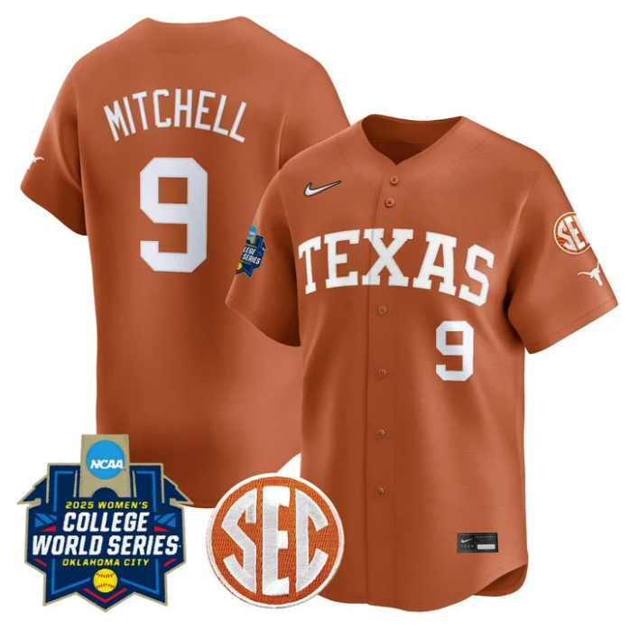 Joley Mitchell Jersey #9 Texas Longhorns 2025 World Series Stitched Pinstripe