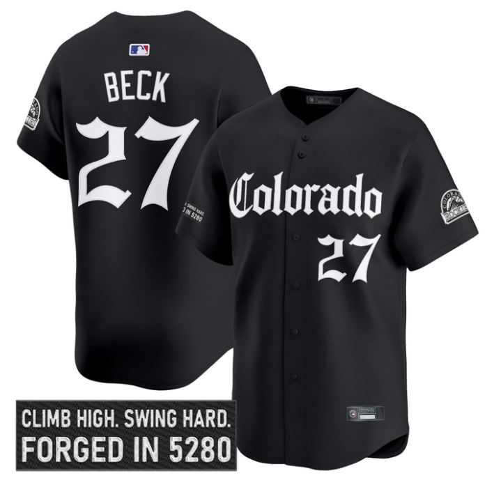 Jordan Beck Jersey #27 Colorado Rockies Gothic Mile High Shadows Edition Black