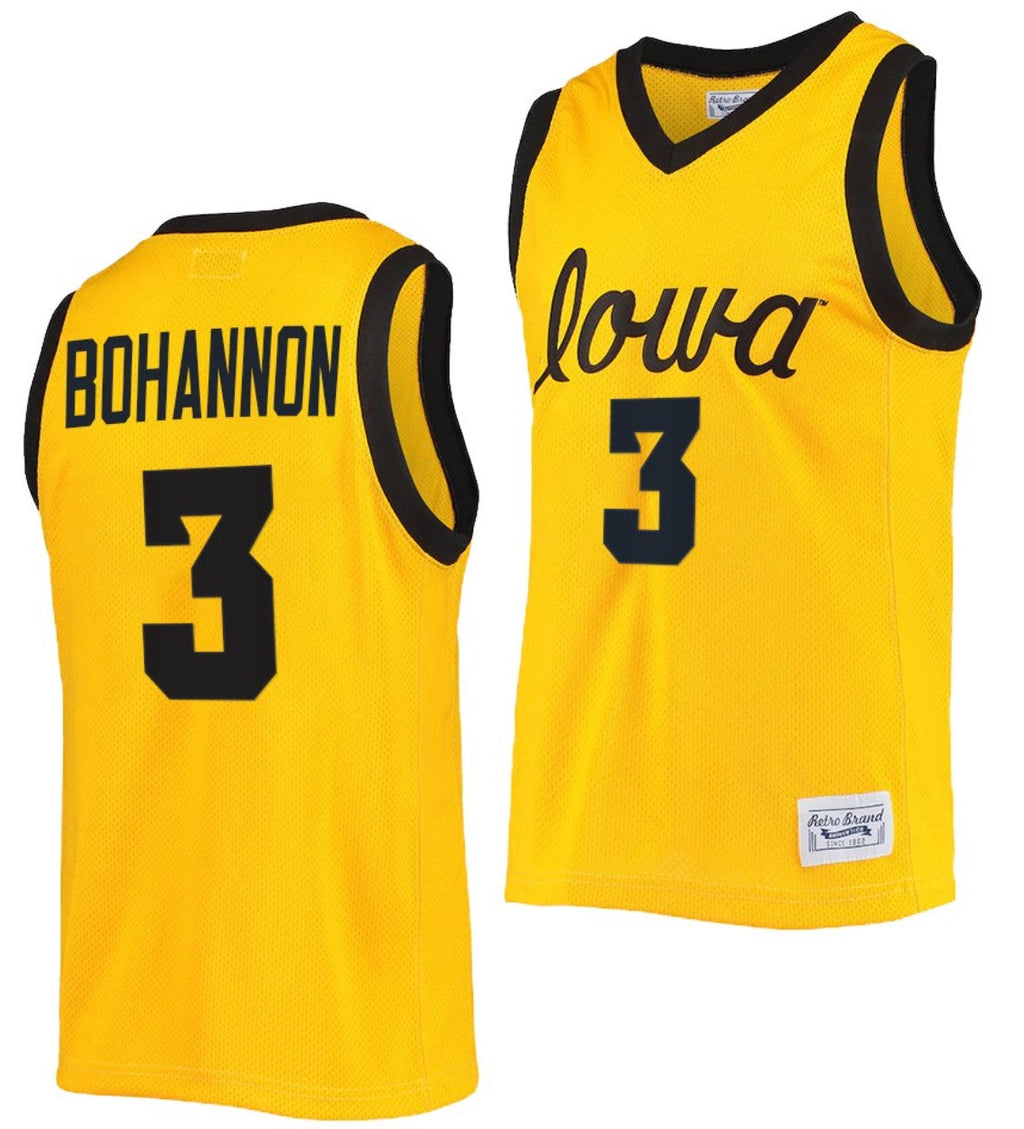 Jordan Bohannon Jersey Iowa Hawkeyes College Basketball Classic Gold #3